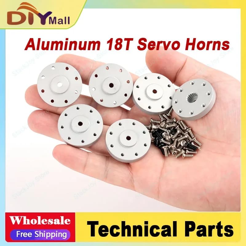 5 pezzi/10 pezzi in alluminio 18T servo corna bracci a disco tondo in metallo per auto/droni RC adattatore scanalato durevole lavorato a CNC