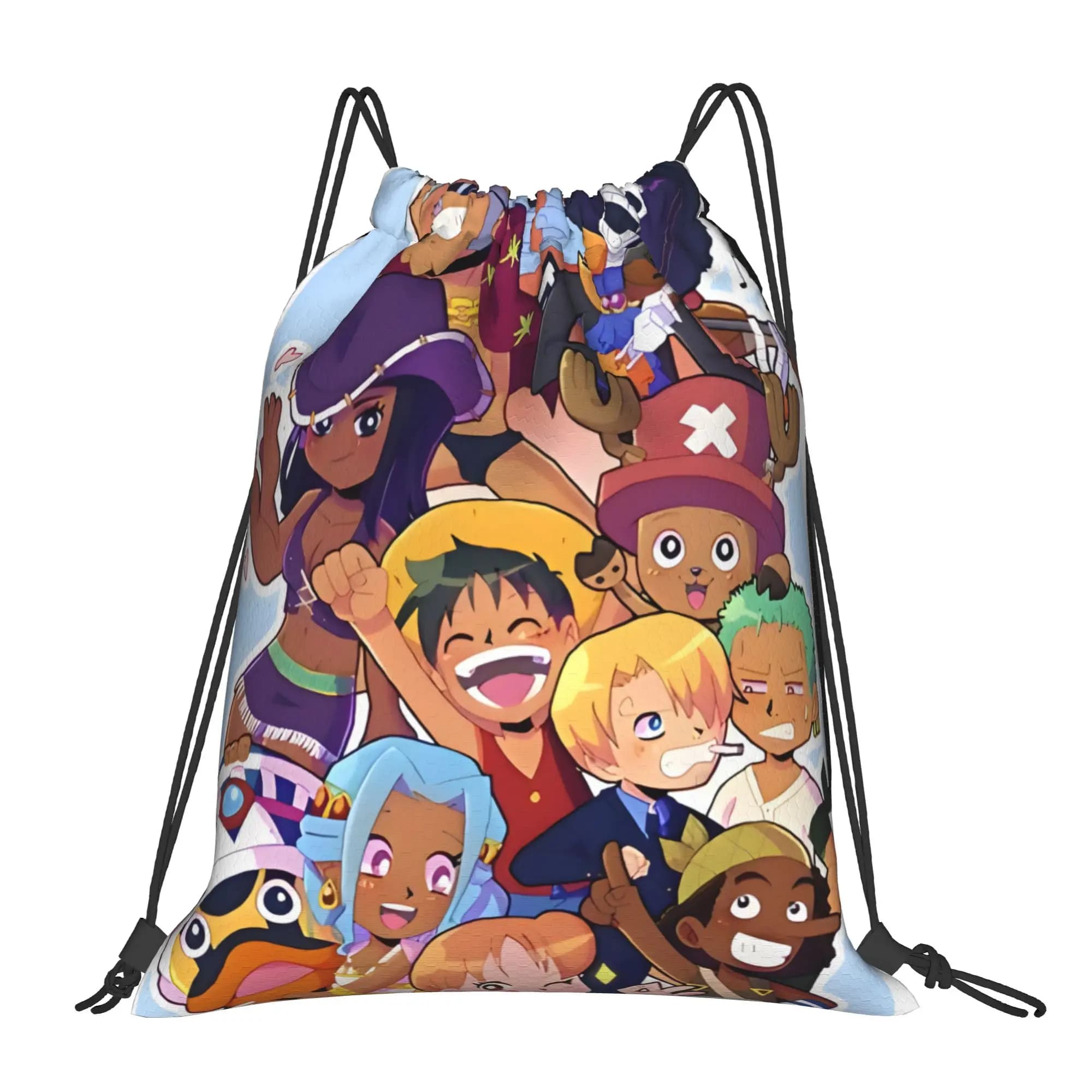 1 pz Borsa con coulisse One Piece All Mugiwara Crew, Zaino portaoggetti da escursionismo, Borsa porta scarpe per la scuola