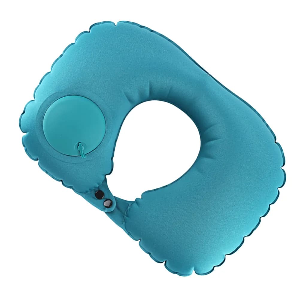 Cuscino da Viaggio a Forma di U con Gonfiaggio Automatico, Blu, Perfetto per Aereo, Auto, Ufficio, Supporto per il Collo