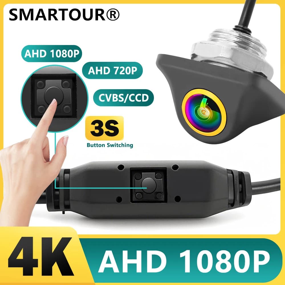 SMARTOUR 4 Signal 1080P High-definition Night Vision AHD Car Reversing Camera General Motors Rear Parking Cam with Button Switch