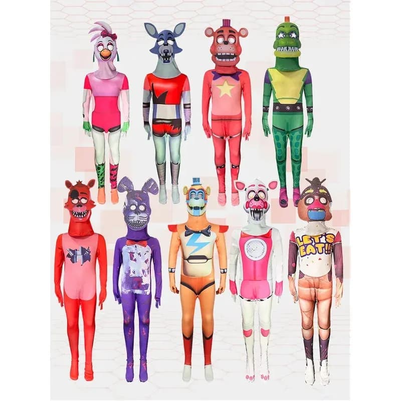 2025 Halloween Cosplay Orribile Costume di Halloween per bambini Fnaf Scp Tuta Cosplay Nightmare Bonnie Nightmare Bear Anime Chris