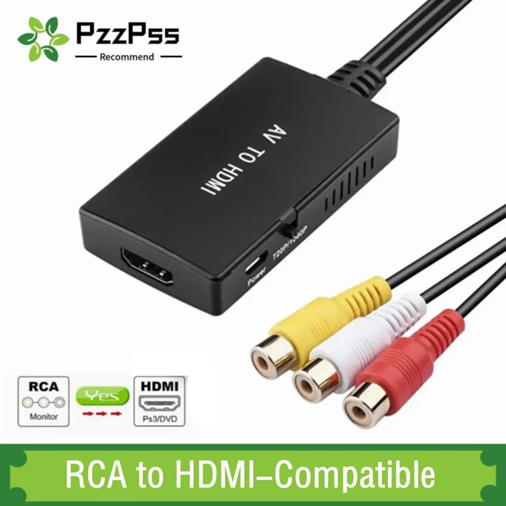 Video compatible audio converter from RCA to HDMI compatible AV2HDMI Adapter 1080P PAL/NTSC Support with PS2 PS3 XBOX VHS Blu-Ray DVD