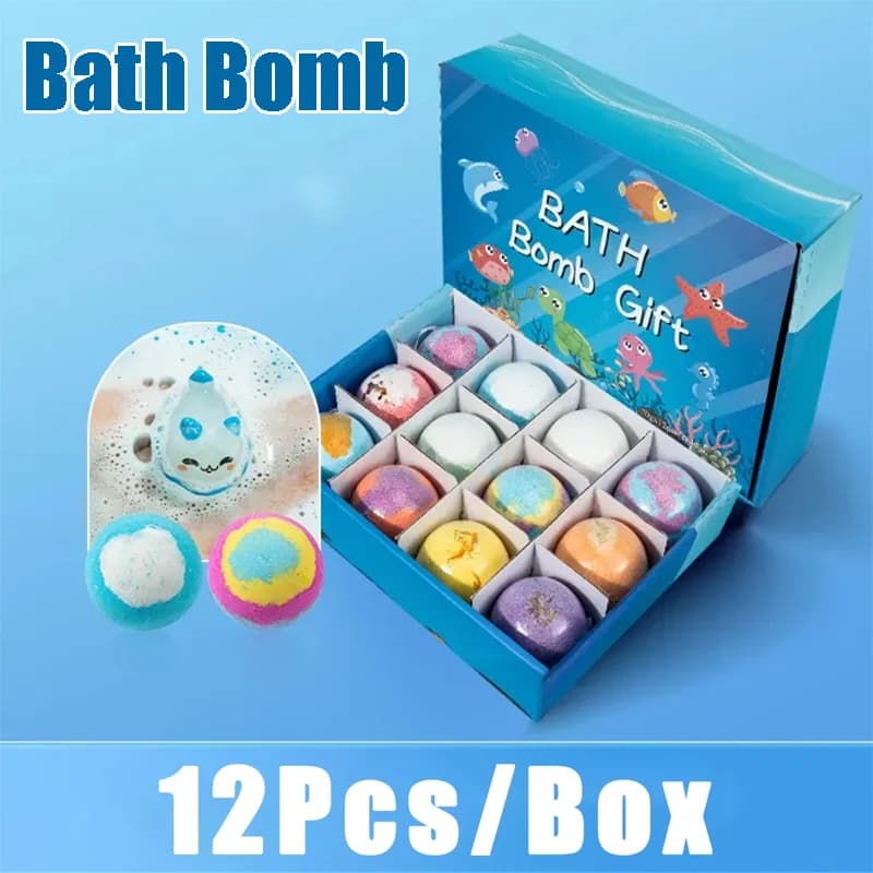Set Regalo di Sali da Bagno per Bambini da 12 Pezzi con Giocattoli Nascosti, Sali da Bagno Organici Sicuri con Bolle Oceaniche, Perfetti per il Gioco Sensoriale e il Divertimento durante il Bagno