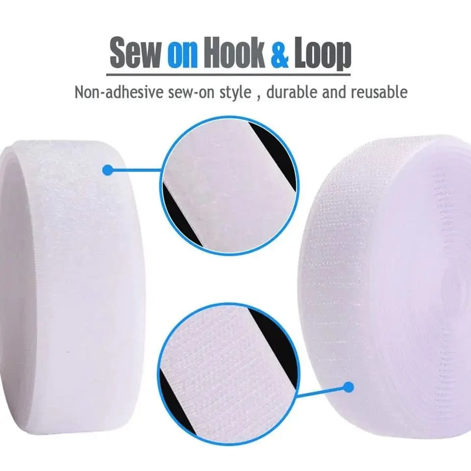 5Meter/Pair Non-Adhesive Hook and Loop Fastener Tape Magic Nylon Strips Stickless for DIY Sewing Supplies 20/25/30/50mm White