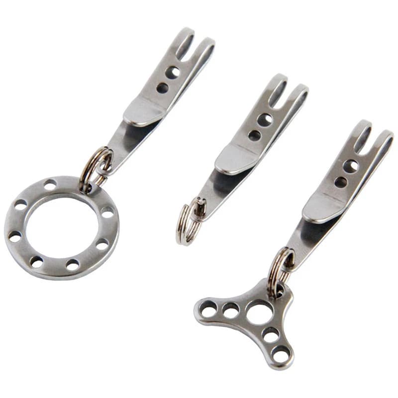 1 pz borsa in acciaio inox cintura in vita Clip appesa Mini argento Clip tascabili moschettone chiave in metallo fibbie supporto strumento esterno