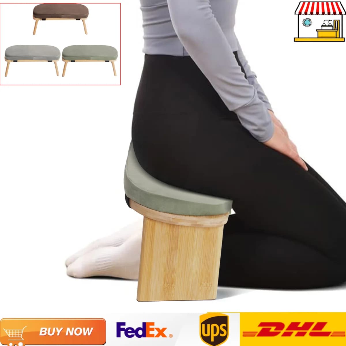 Praying Meditation Stool Folding Kneeling Stool with Sponge Cushion for Home Yoga Studio