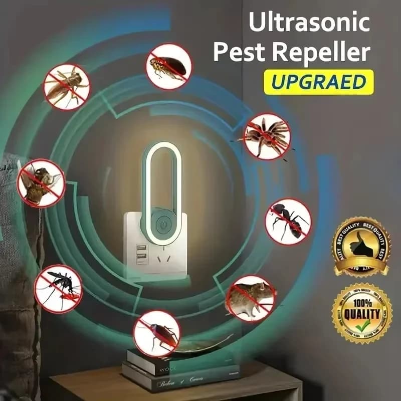 Lampada antizanzare a ultrasuoni, repellente per zanzare, luce notturna a LED, presa americana, per uso domestico, in giardino, in interni
