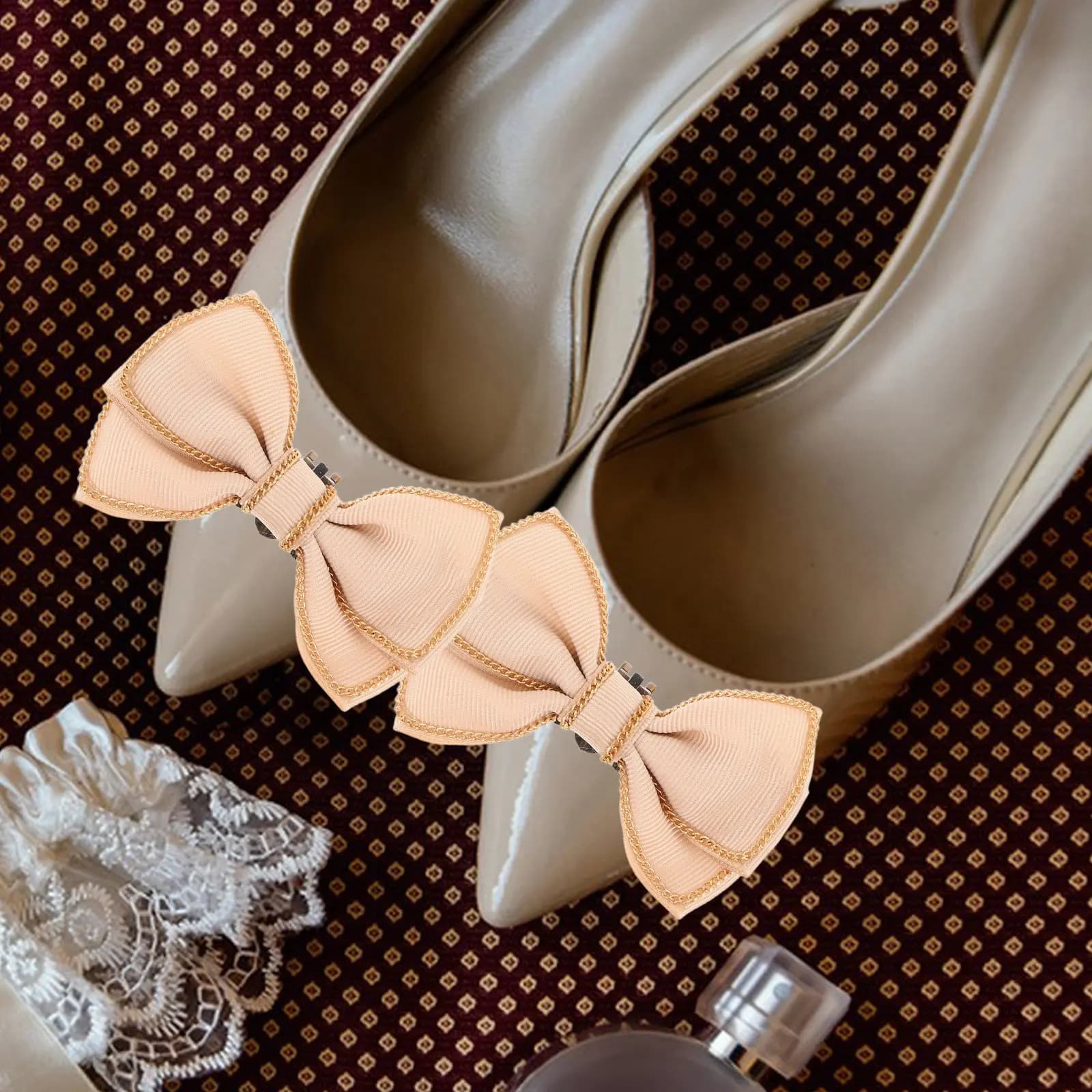 2Pcs Elegant Bow Shaped Shoe Accessories Detachable Clips for Women High Heels Flats Sandals Shoe Decoration Charms