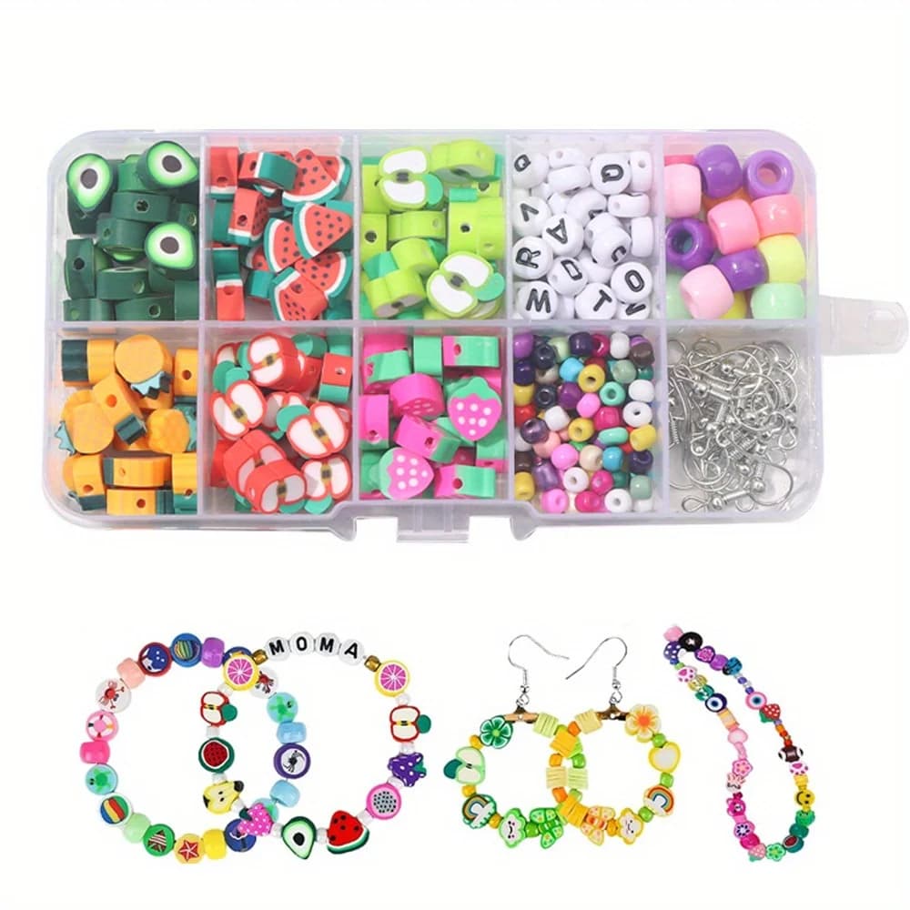 1 set di kit per realizzare braccialetti con perline in argilla polimerica per braccialetti fai-da-te, catene di amicizia, collane artigianali