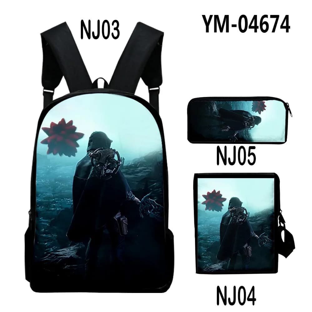 Trendy Popular Cool Hell is Us 3D Print 3pcs/Set pupil School Bags Laptop Daypack Backpack Inclined shoulder bag Pencil Case