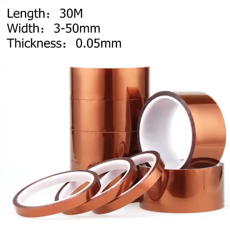 1 pz Lunghezza 30 M Spessore 0,05 mm Nastro in poliimmide resistente al calore Nastro isolante adesivo ad alta temperatura Kapton