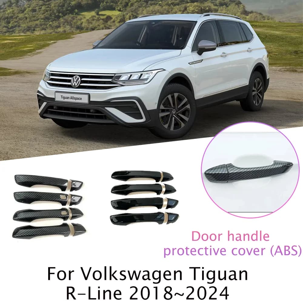 For VW Volkswagen Tiguan/R-Line 2018~2024 2019 2020 2021 Car Exterior Door Handle Cover Protect Stickers Decorative Accessories