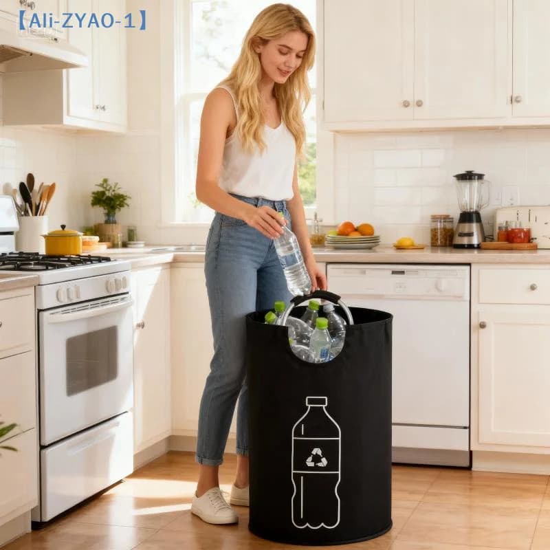 【ZYAO-1】1Pcs 82L Empty Bottle Storage Basket Folding With Aluminum Handle Wastewater Bottle Collector Bag Recycling Bin