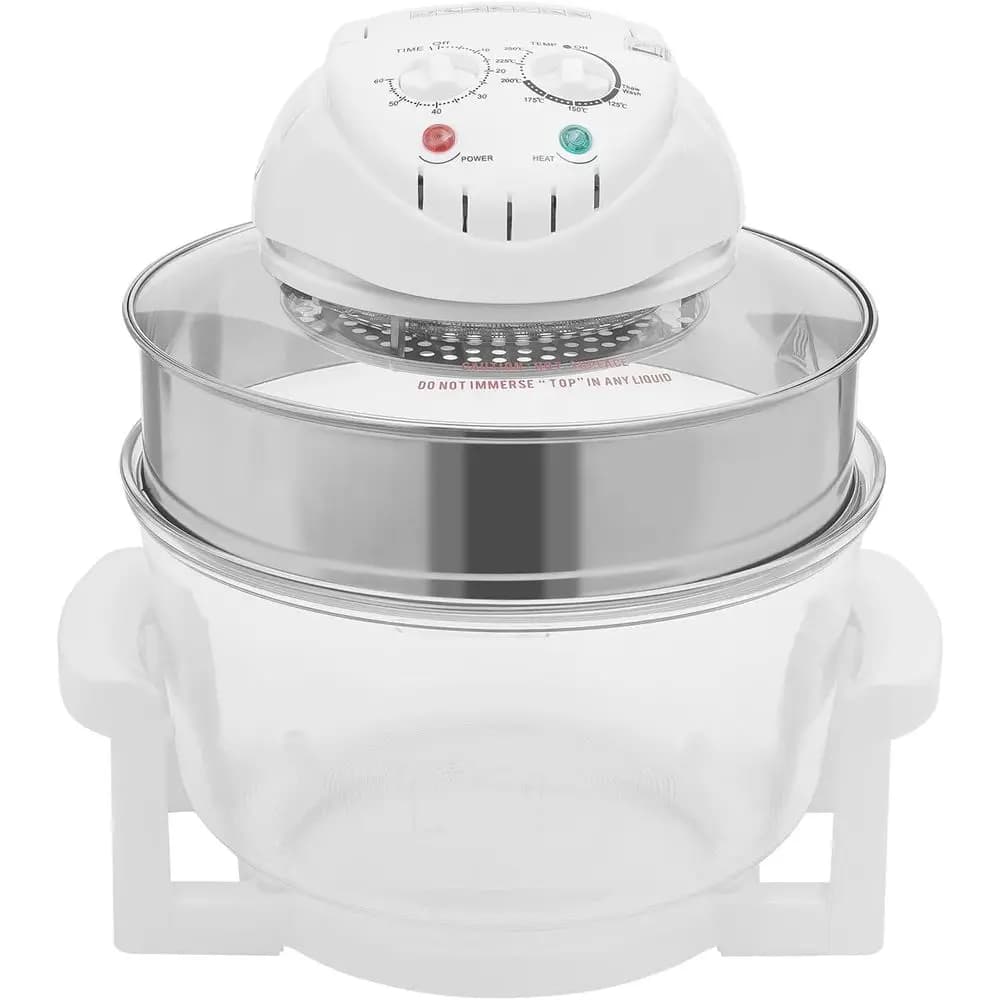 17L 1400W 360 ° Friggitrice ad Aria Turbo con Finestra di Visualizzazione e Anello di Espansione, Controllo Automatico a Manopola, Cottura Senza Olio per Friggere e Arrostire