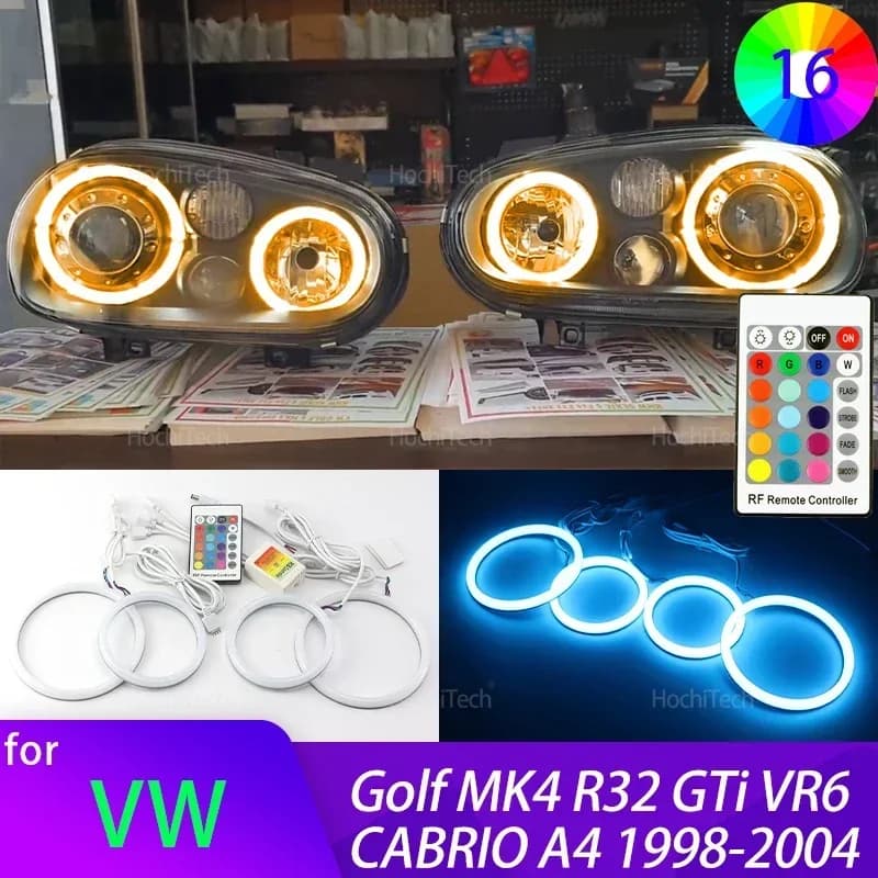 Per Volkswagen VW Golf MK4 R32 GTi VR6 CABRIO A4 1998-2004 di alta qualità 16 colori RGB cotone LED Angel Eye Anelli luce diurna