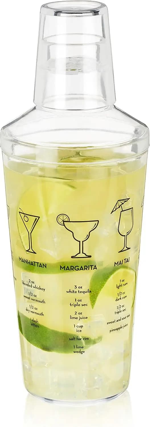 Shaker per Cocktail Maraca con Filtro Integrato, Include 7 Ricette e Misurazioni, Ideale per Feste e Bar Domestici, 16 oz