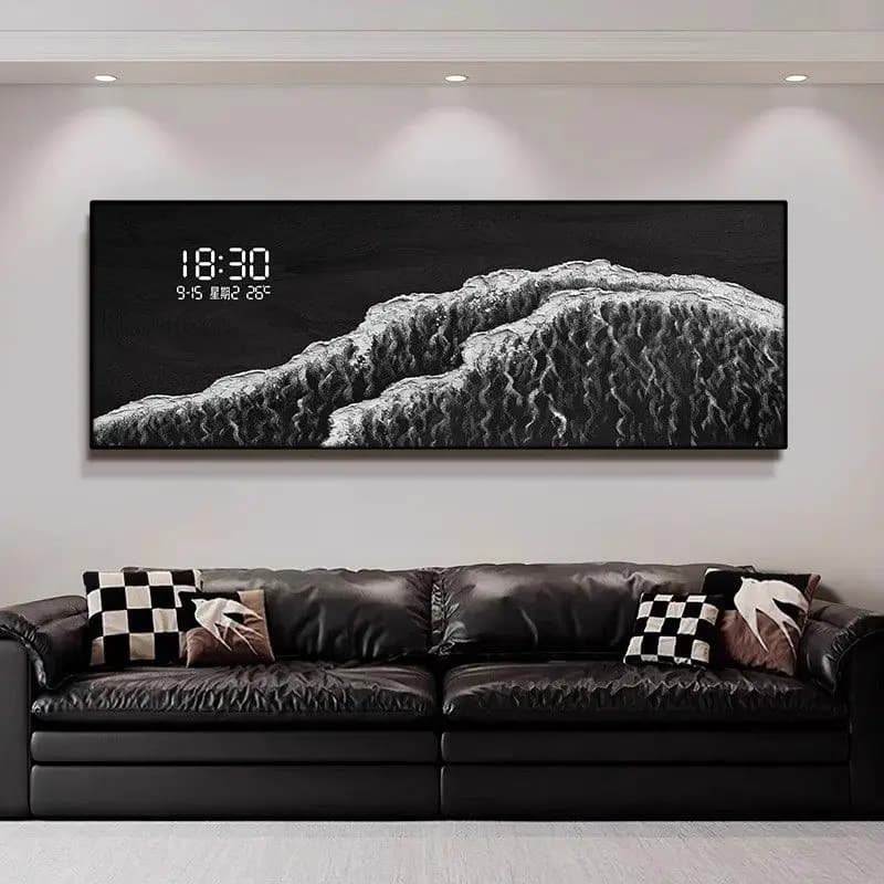 Digital wall clock advanced screen large living room electronic wall clock sofa background horloge mural Home decoration