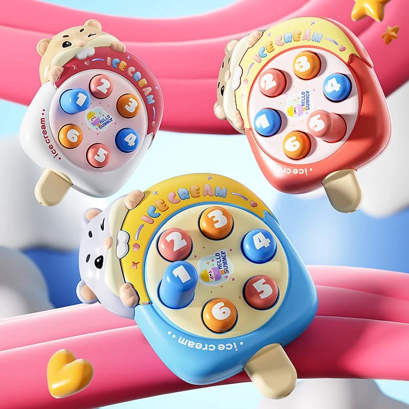 Mini giocattolo educativo per la coordinazione occhio-mano Whack-a-Mole in colori casuali - Un giocattolo di decompressione per pizzicare le dita dei bambini