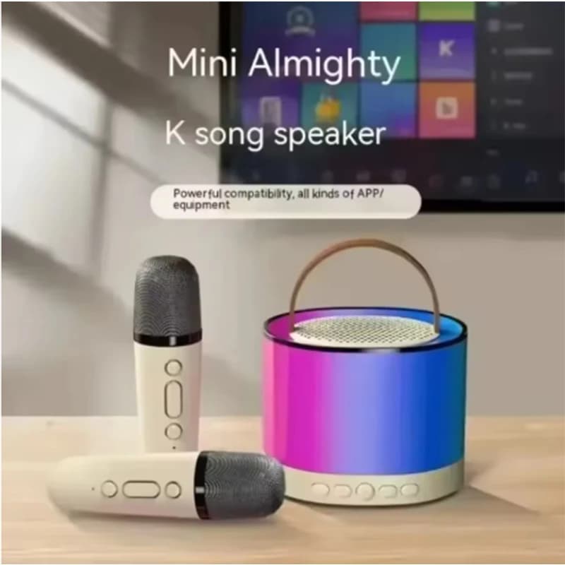 K52 Wireless Bluetooth Speaker Karaoke Machine With 2 Microphone Portable Soundbar Audio Music Player for Child Home Gift