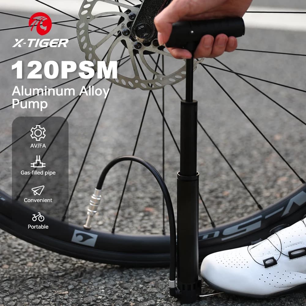 X-TIGER Pompa ad aria portatile per bicicletta 120PSI Mini pompa per bici da strada di montagna Pompa manuale multifunzionale per calcio da basket