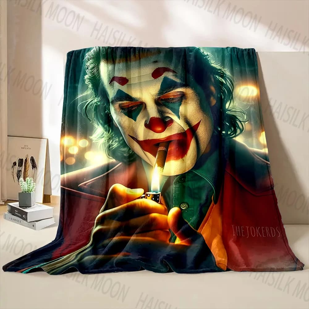 Coperta stampata Joker da clown di 6 dimensioni calda e morbida per la coperta da viaggio per la casa, divano, biancheria da letto, campeggio, picnic, auto, ufficio