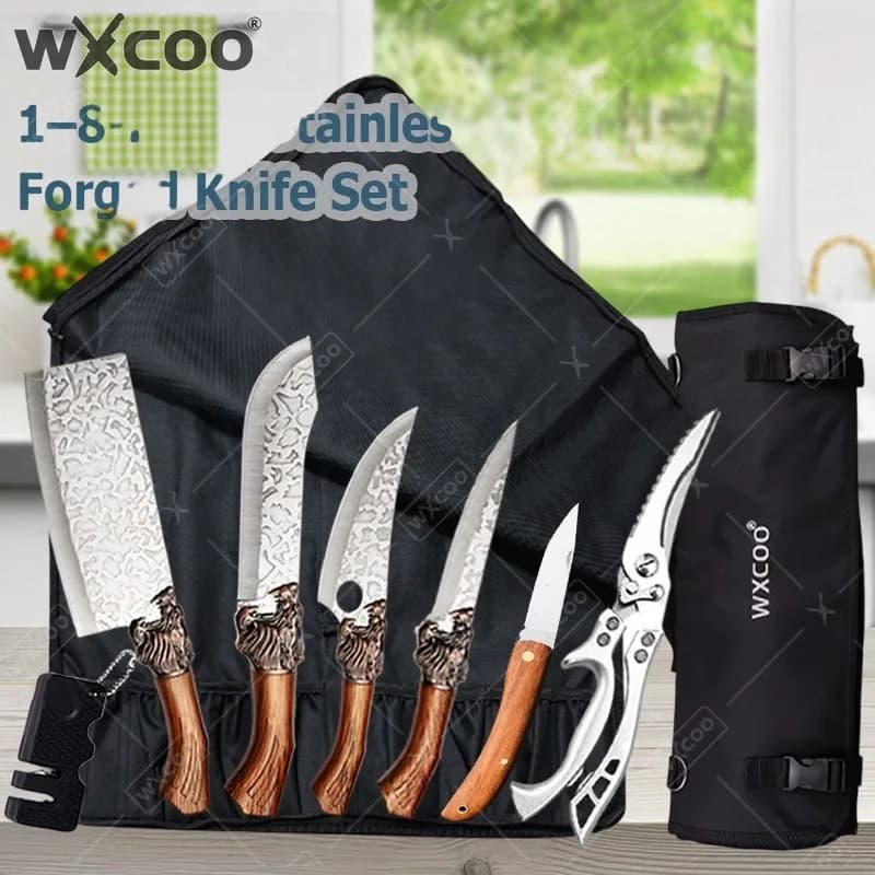 WXCOO Kitchen Butcher Knife Fish Slicing Meat Cleaver Stainless Steel Hand Forged Boning Knife Scissor Kitchen Supplies