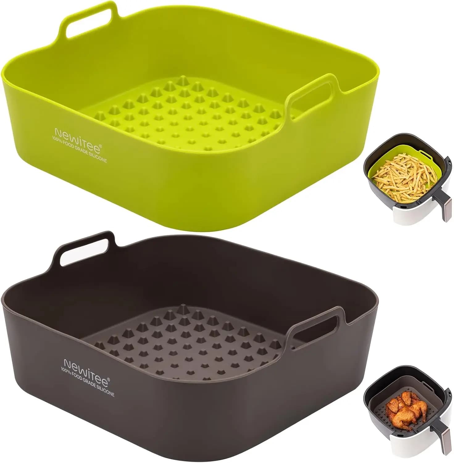 5 Qt Air Frying Silicone Coatings for AF141/AF181/COSORI, 2 Pack, Platinum Air Frying Basket without BPA