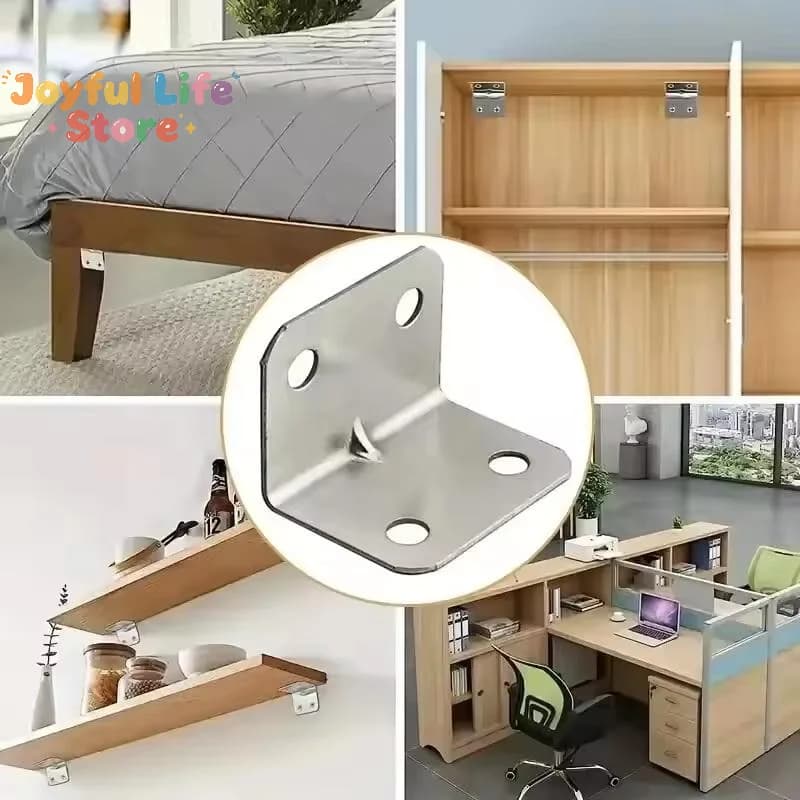 Hot 20pcs Angle Iron Board Table Chair Cabinet Wardrobe Fixed Connector 90-degree Angle Plate Bracket Shelf Brackets Accessories
