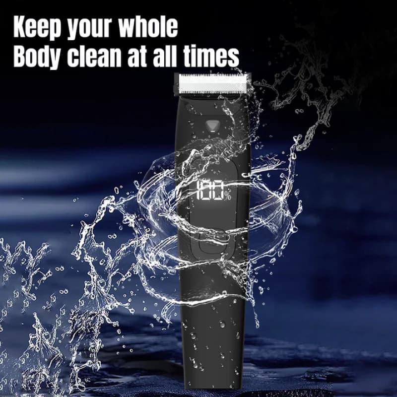 Single-blade electric regulator with LED light for adjustment of facial and body hair - water resistant and washable