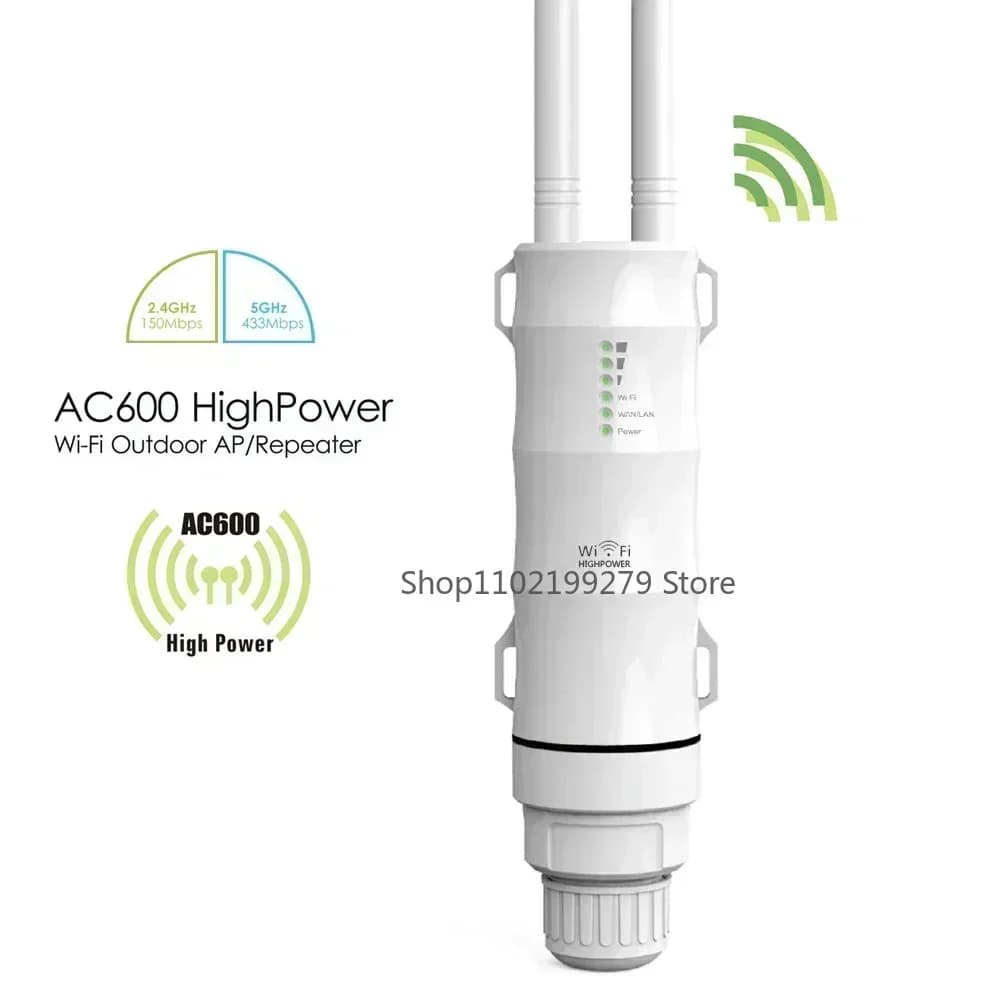 Ripetitore WiFi wireless esterno AC600 ad alta potenza Router AP Dualdand 2.4G + 5Ghz Extender a lungo raggio POE Parafulmine integrato