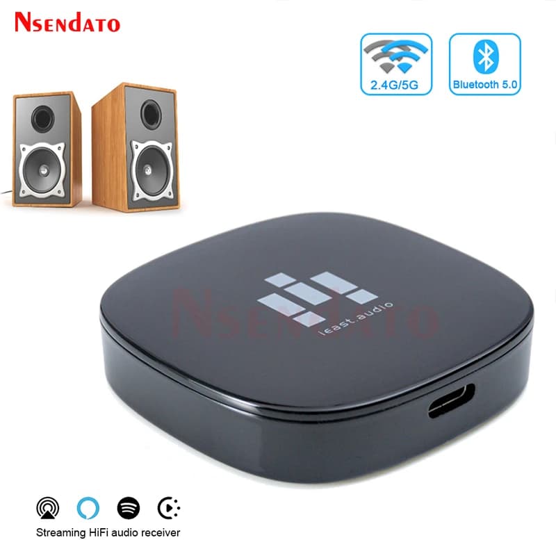 Ieast olio 2.4G/5G Bluetooth 5.0 Wireless Wifi Music Audio Multi Room airplay 2 streamer Audio Receiver adapter For Hifi Spotify
