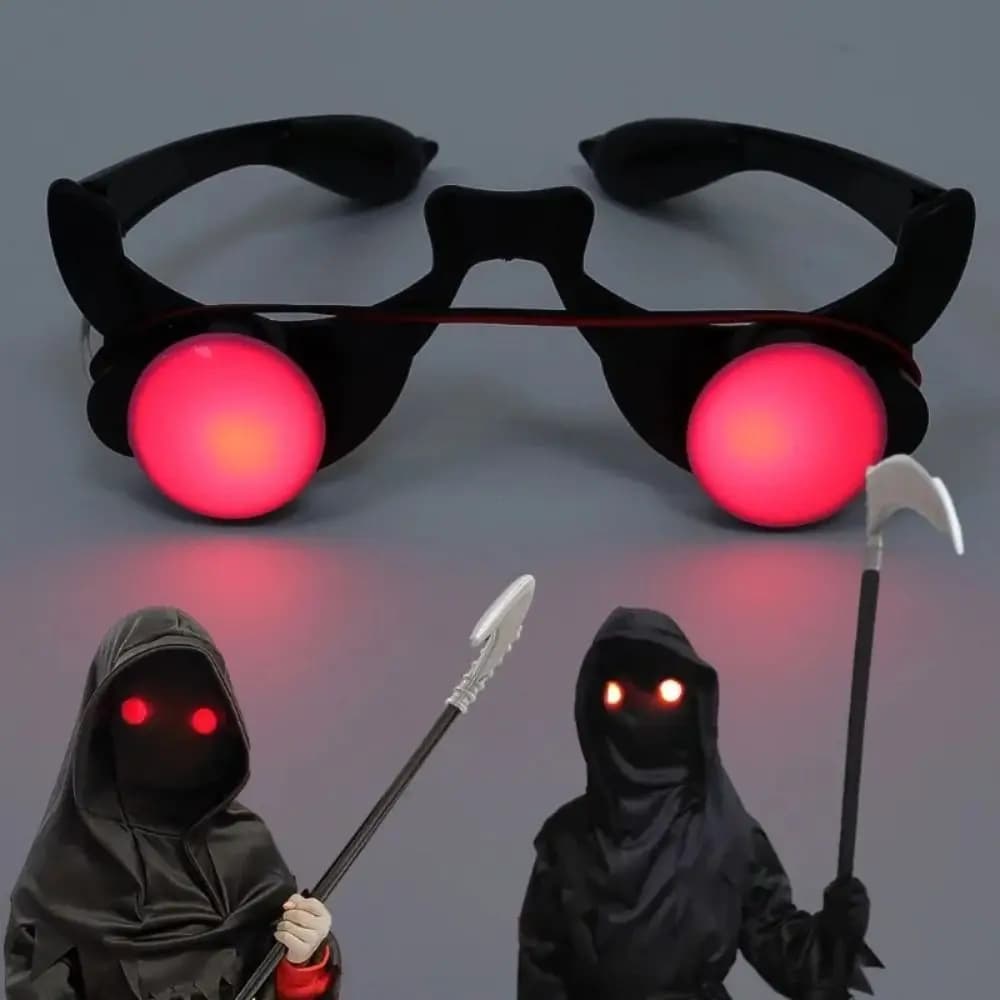 ABS LED Eyewear Red Eyes Glasses Black Red Masquerade Party Luminous Glasses Light-Up Anime Role Halloween Cosplay Prop DIY