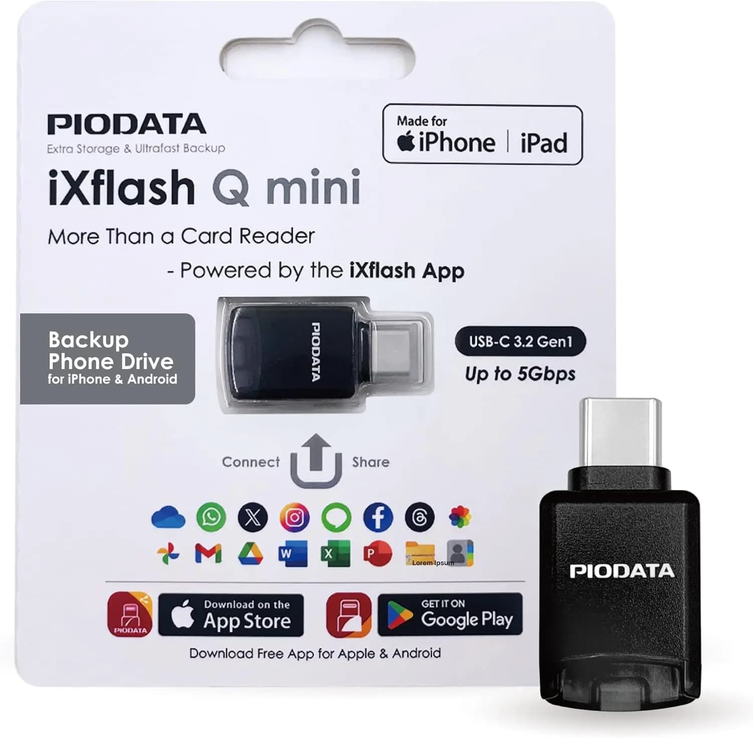 Lettore di schede Micro SD per iPhone, iPad, Android, Mac, PC - Backup automatico delle foto con app gratuita