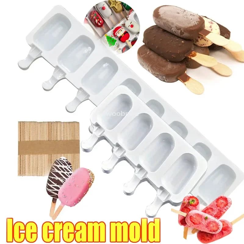 Silicone Ice Cream Mould Chocolate Dessert Ice Moulds Tray Ice Cube Maker Homemade Tools Supplies for Summer Party