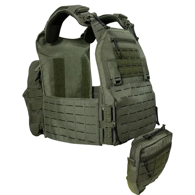 UNIONTAC Tuta da combattimento tattica Gilet da taglio laser in nylon 1000D con zaino idrico 500D con custodia tattica frontale 1000D