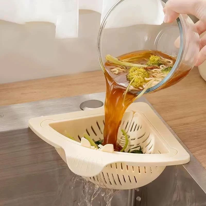 Cestello Magnetico Triangolare per Lavello, Scolapiatti Sospeso per Frutta e Verdura, Filtro da Cucina, Ripiano Portaoggetti, Raccoglitore di Scarti Alimentari