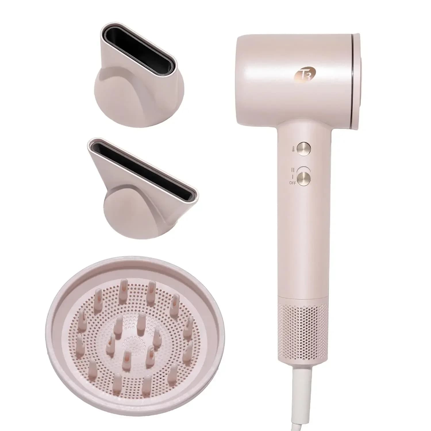 Set Asciugacapelli T3 LuxeDry ad Alte Prestazioni con Concentratore per Asciugatura, Concentratore per Styling e Diffusore | Veloce, Potente