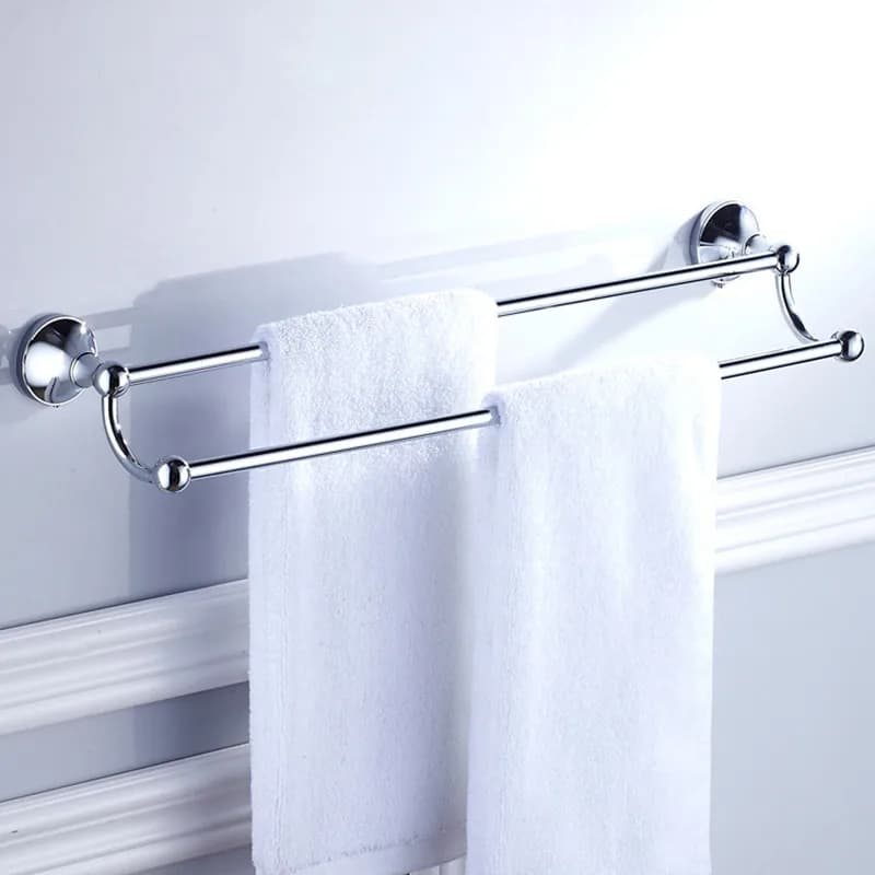 Silver Double pole Towel Bar/Towel Holder,Solid Brass Made,Chrome Finish, Bathroom hardware,Bathroom accessories