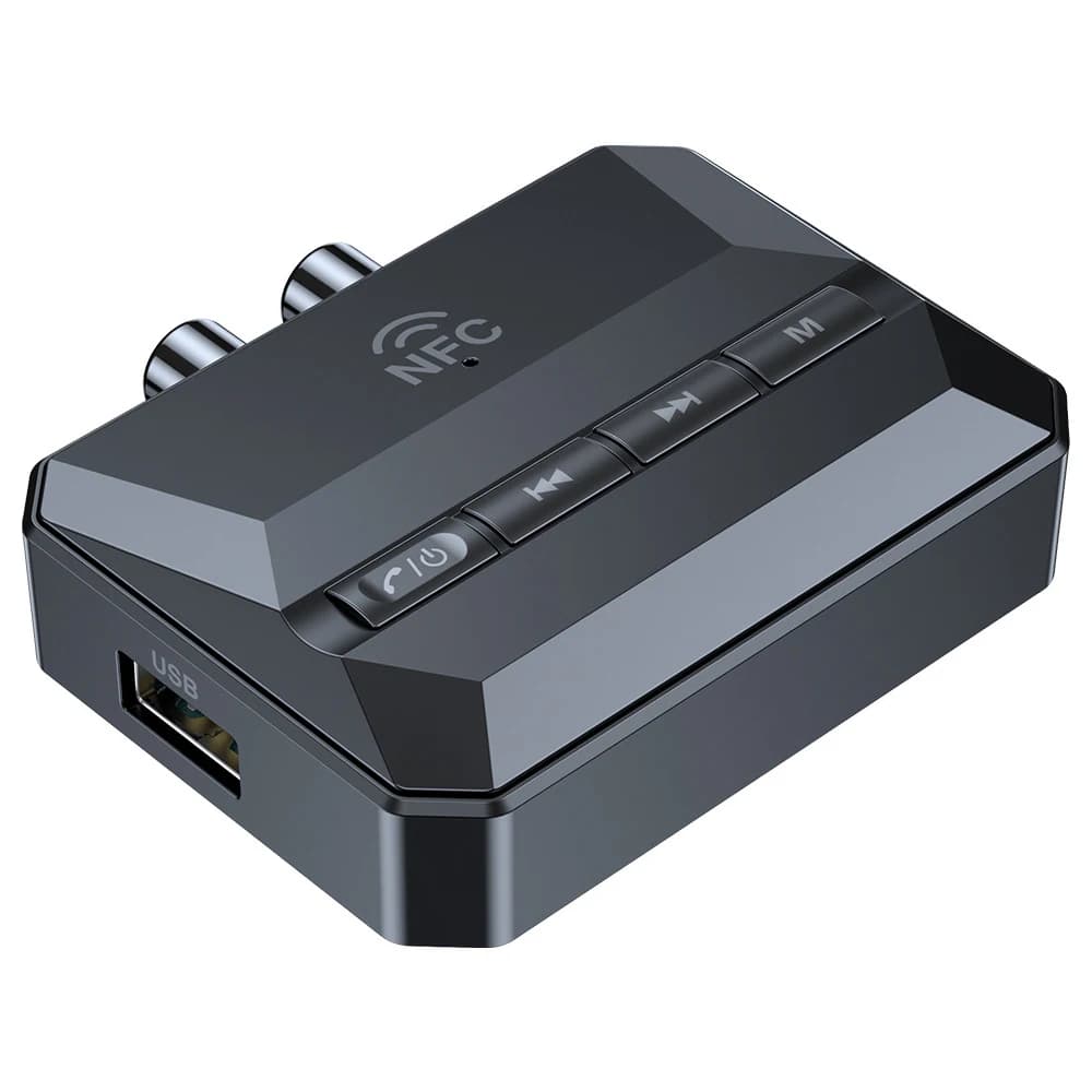 T59 Ricevitore audio Bluetooth 5.3 Adattatore audio NFC wireless U-disk Scheda TF Ricevitore musicale stereo Jack RCA AUX da 3,5 mm per TV per auto