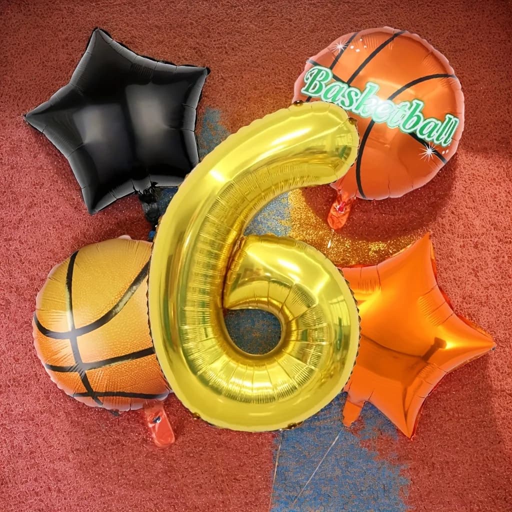Set of 5 basketball theme 32 inch basketball with golden number 0-9 Balloon Decoration for Birthday Party Supplies for Festival Puntelli for Photo