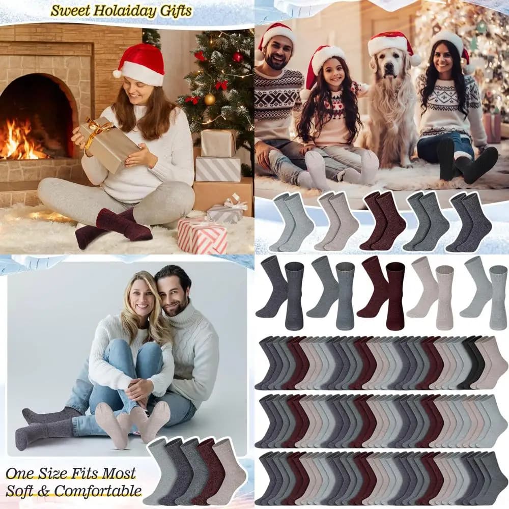 Vintage socks in bulk wool, 80 pairs of warm socks in knitted for unisex - Winter gifts ideal