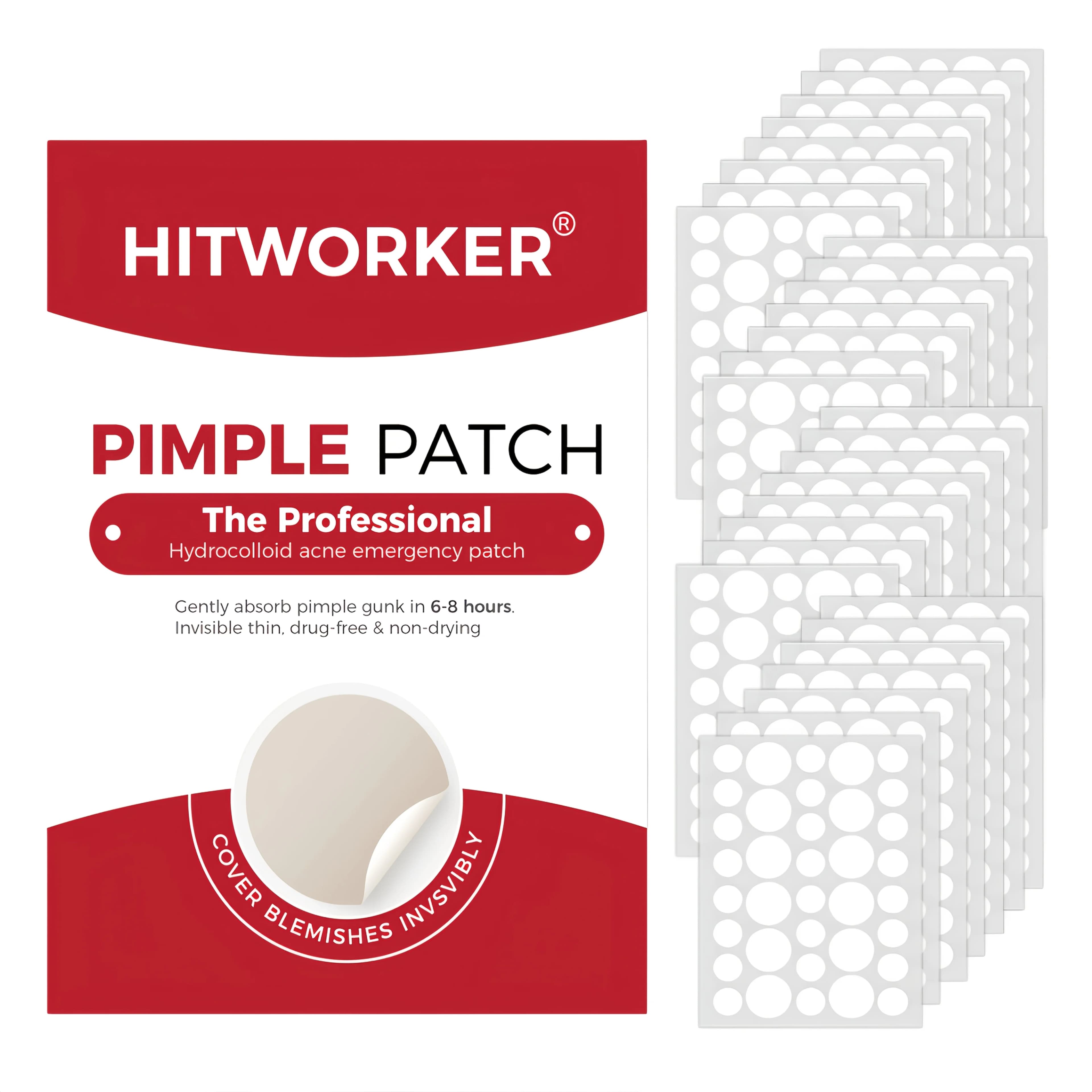 HITWORKER 180/360/720 Acne Hinge, with water-based gel for body temperature and non-irritating properties. Circular transparent