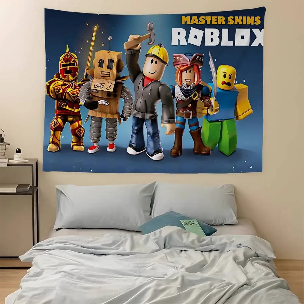 Tappeto da parete grande stampato Hot Game-R-Robloxs, arazzo da appendere, stile Tarot Hippie, per dormitorio e decorazioni per la casa