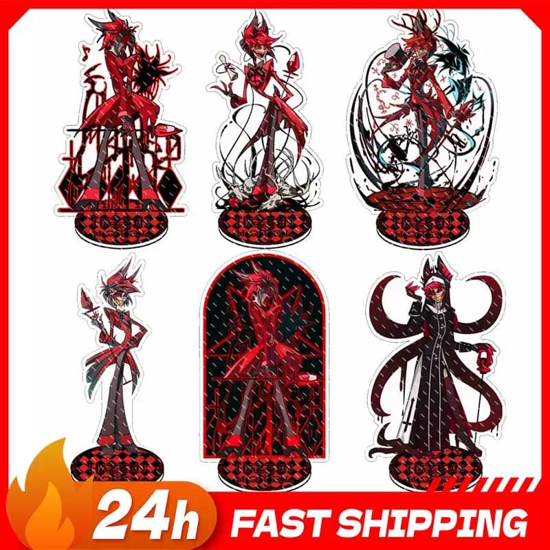 Statuetta Acrilica di Alastor dell'Anime Hazbin, Supporto Angolare con Scena di Alastor Sexy, Ornamenti e Giocattoli in Acrilico