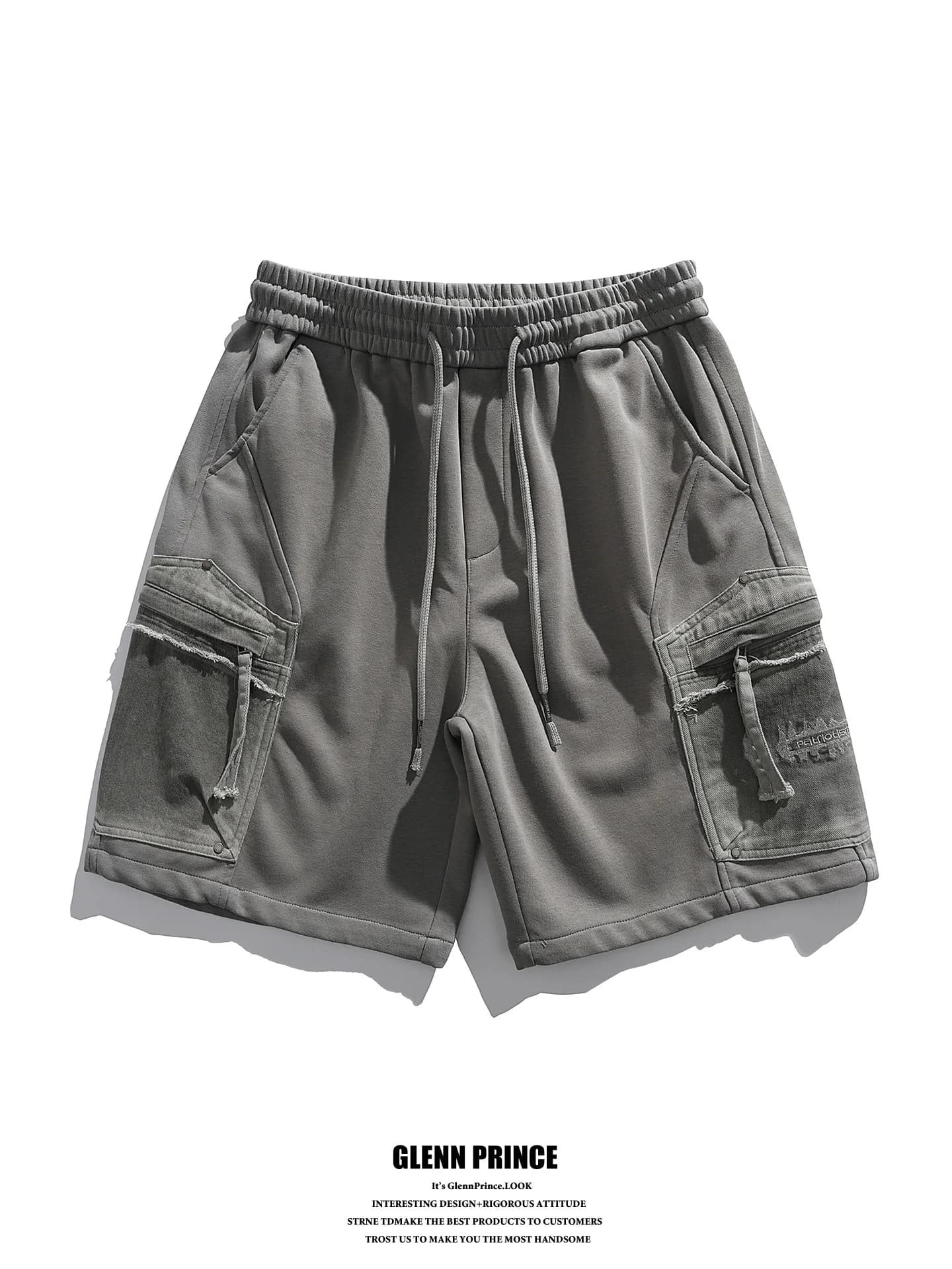 GPstudio American Destroy Style Casual Loose Men's Shorts Summer Trendy Brand Multi-Pocket Wide Leg Five-Quarter Pants