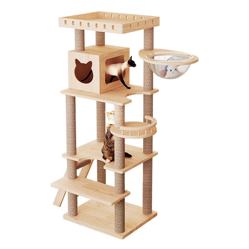 Cross-border Directly From The Manufacturer Large Cat Climbing Frame Maine Muppet Cat Litter Cat Tree Integrated Solid Wood