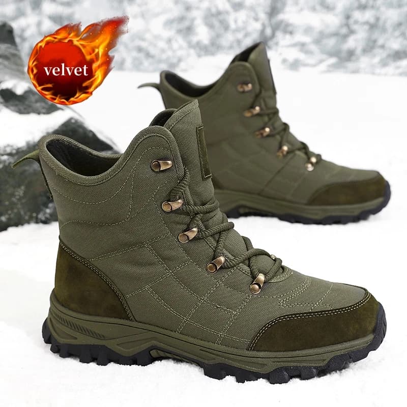 Scarponi da trekking invernali in velluto da uomo stivali da trekking alti in pelliccia calda uomo scarpe da arrampicata da uomo impermeabili all'aperto zapatillas de hombre