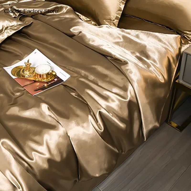 Copripiumino in raso artificiale Copripiumino Queen 220X240 Senza federa Copripiumino king size Biancheria da letto
