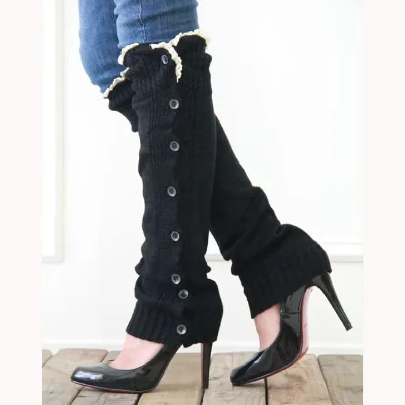 Protezioni per le gambe da donna Autunno e inverno Nuovi bottoni in pizzo di pizzo Caldi calzini lunghi Jk impilabili Copri stivali