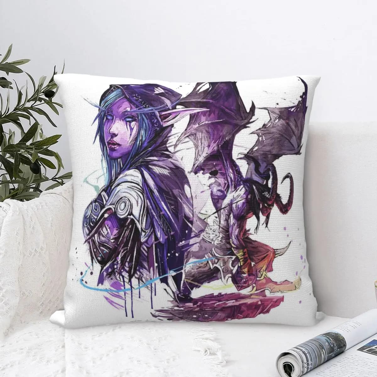 Fodera per cuscino World Of Warcraft Fodera per cuscino stampata Federa per cuscino alla moda per federe per sedie da soggiorno